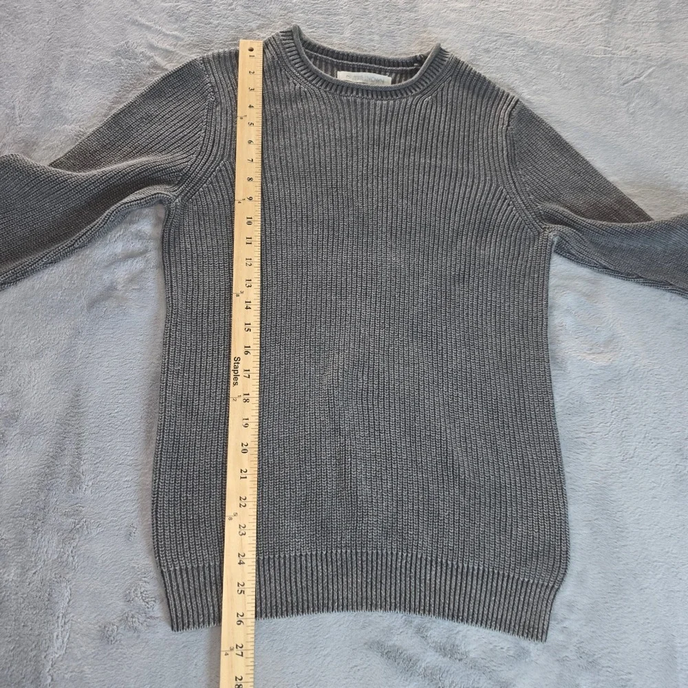 Outerknown Fisherman Sweater Charcoal Gray Organic Cotton Ribbed Knit Small